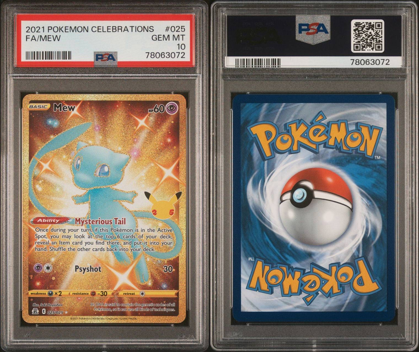 2021 Pokemon Celebrations Shiny Mew 025/025 Full Art - PSA Gem Mint 10