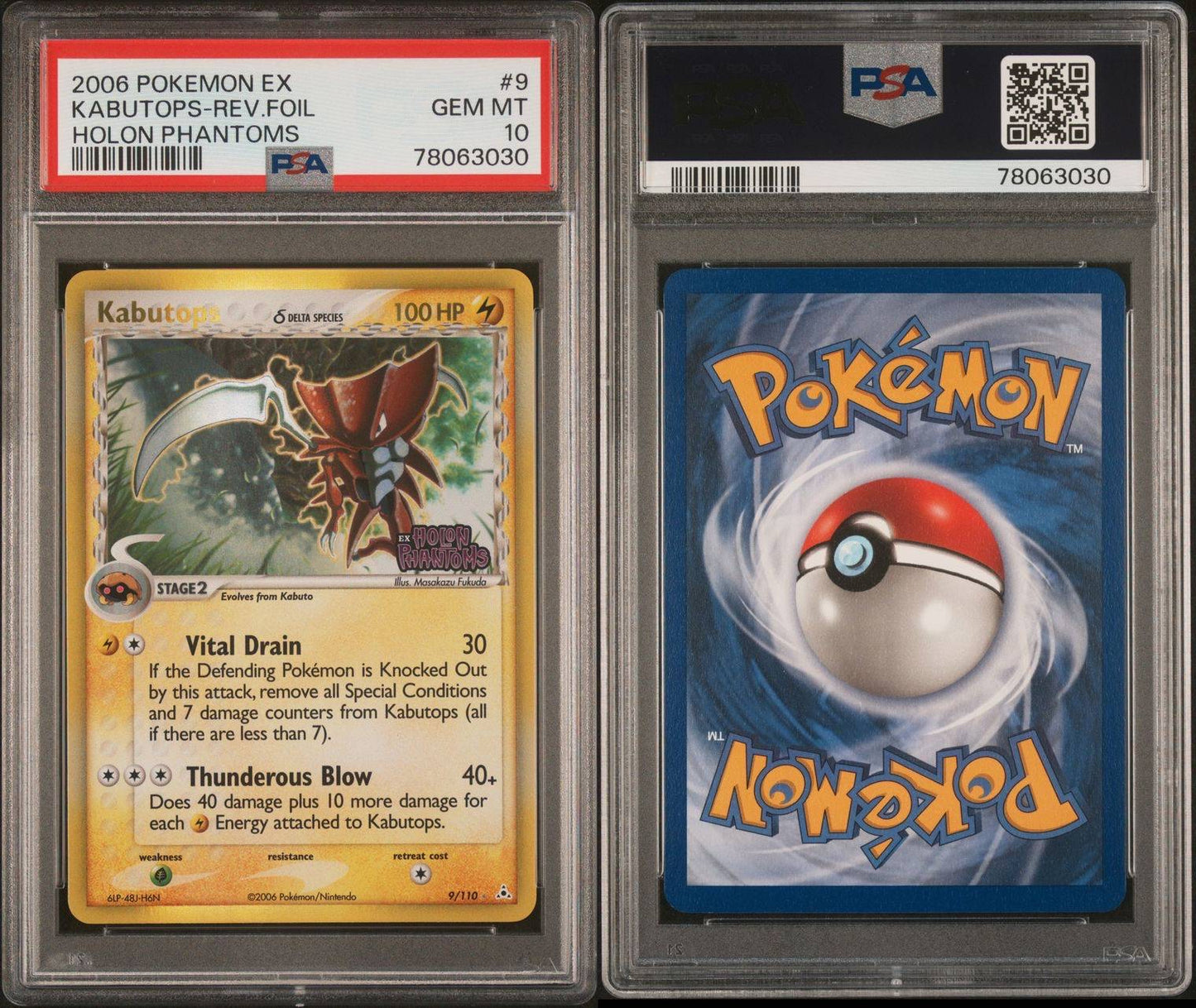 Pokemon 2006 EX Holon Phantoms KABUTOPS Reverse Holo 9/110 PSA 10 POP 13!