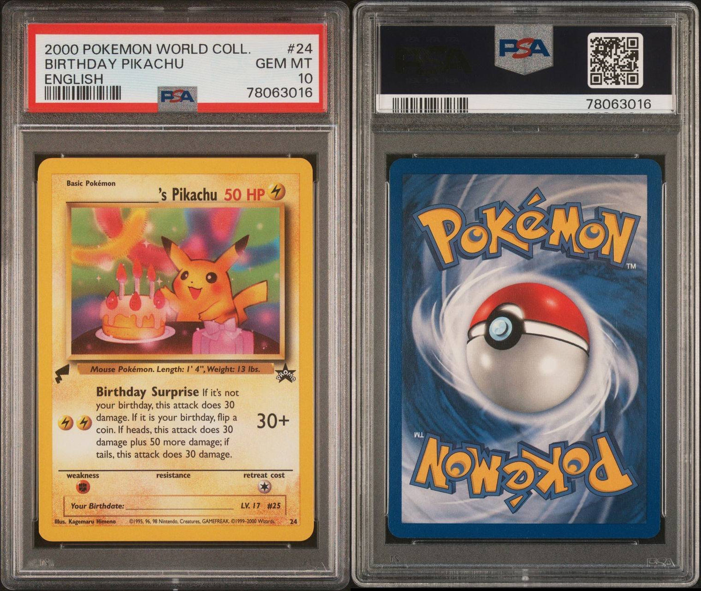 2000 Birthday Pikachu Pokemon World Collection English Pokemon PSA 10 GEM MINT