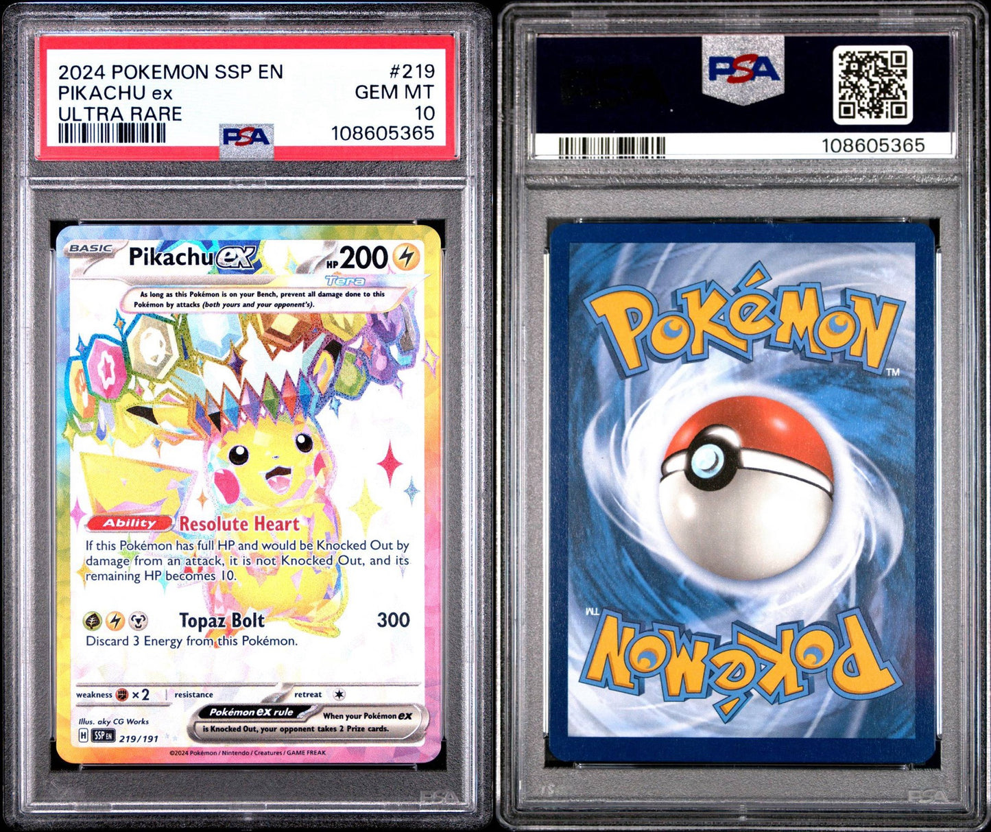 Pikachu ex 219/191 Full Art PSA 10