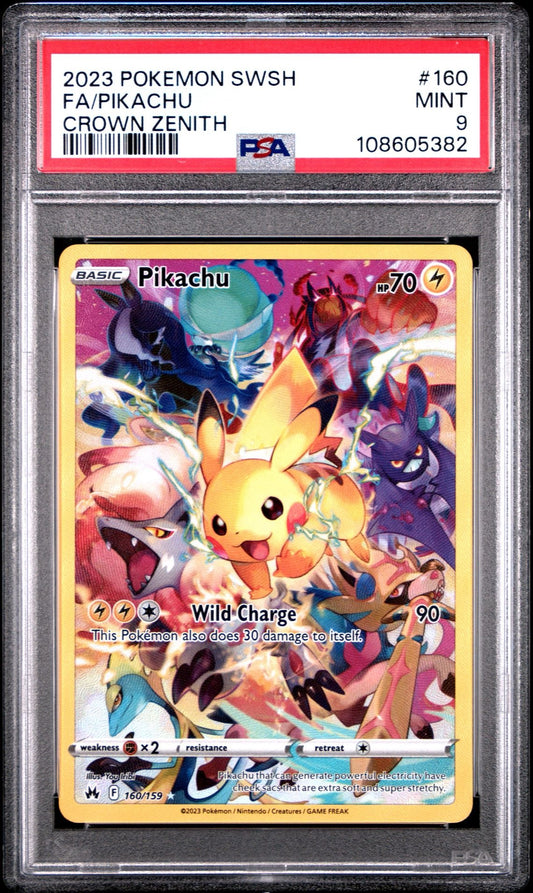 Pikachu 160/159 Secret Rare Crown Zenith PSA 9