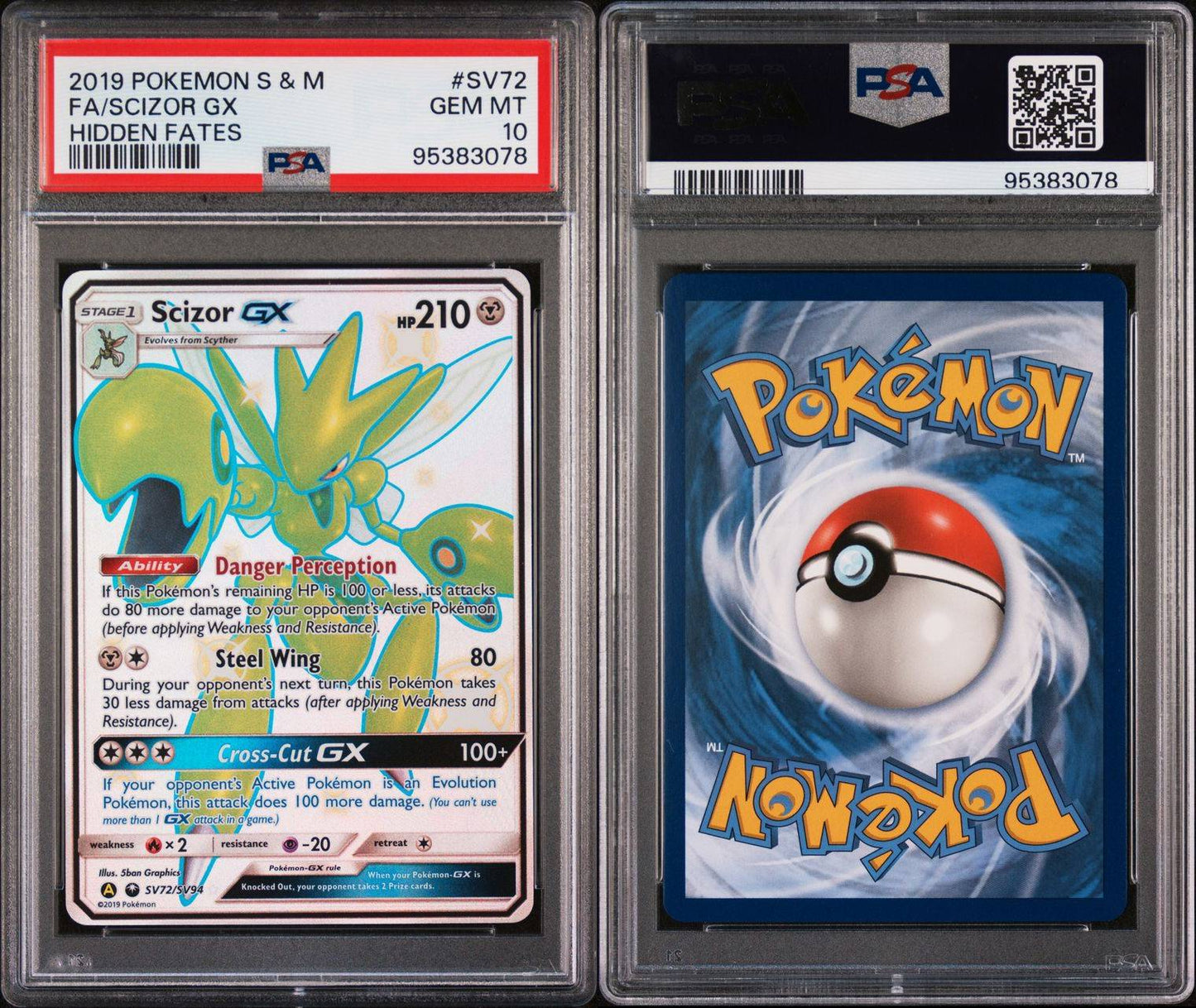 Scizor GX SV72 Hidden Fates Shiny Full Art PSA 10