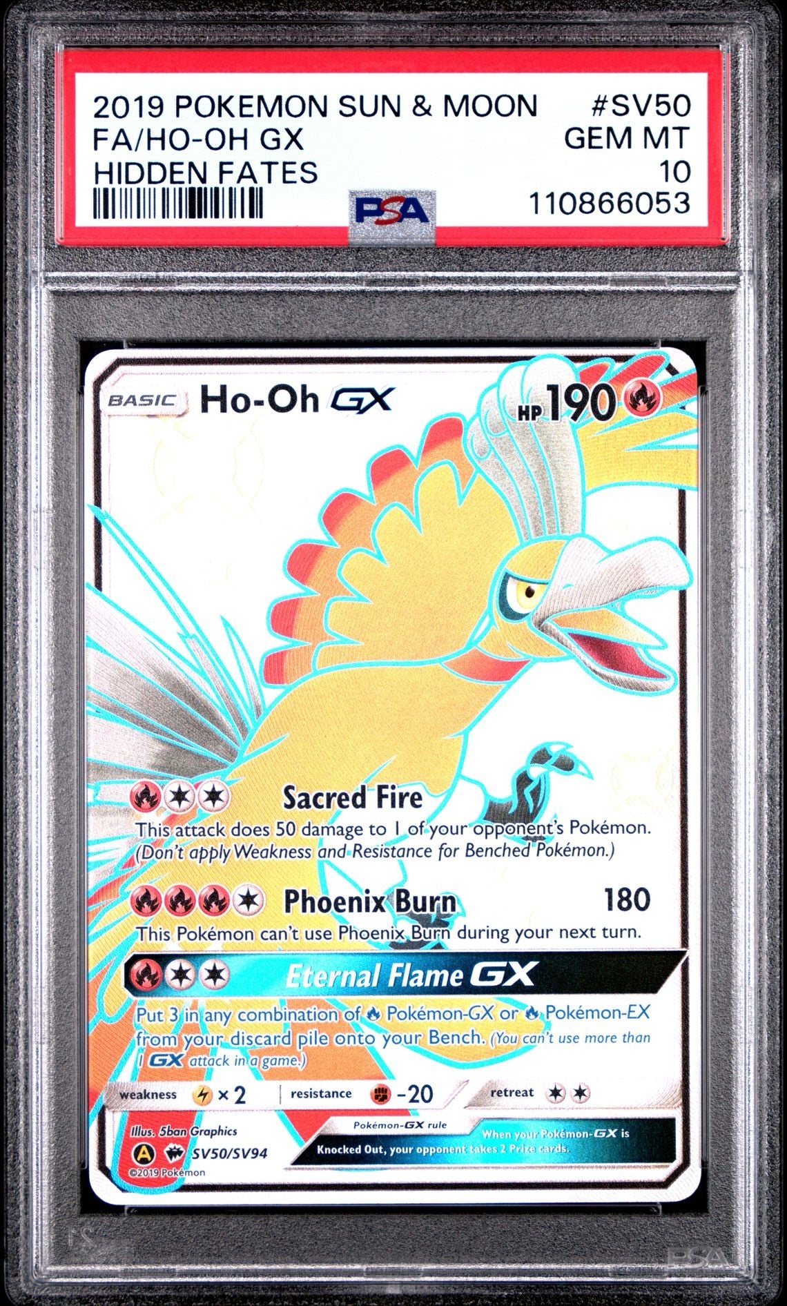 Ho-Oh GX SV50/SV94 Hidden Fates Shiny Vault PSA 10