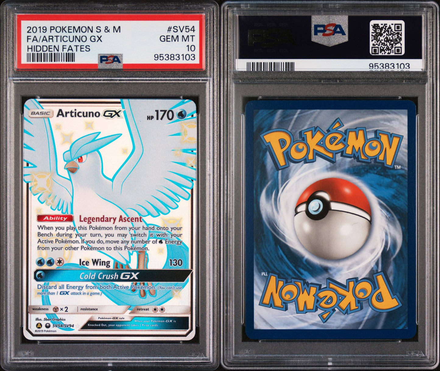 Articuno GX SV54/SV94 Hidden Fates Shiny Full Art PSA 10