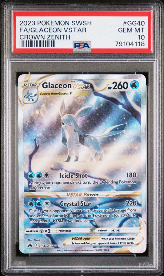 Glaceon VSTAR GG40/GG70 Crown Zenith GG Pokemon Card PSA Gem Mint 10