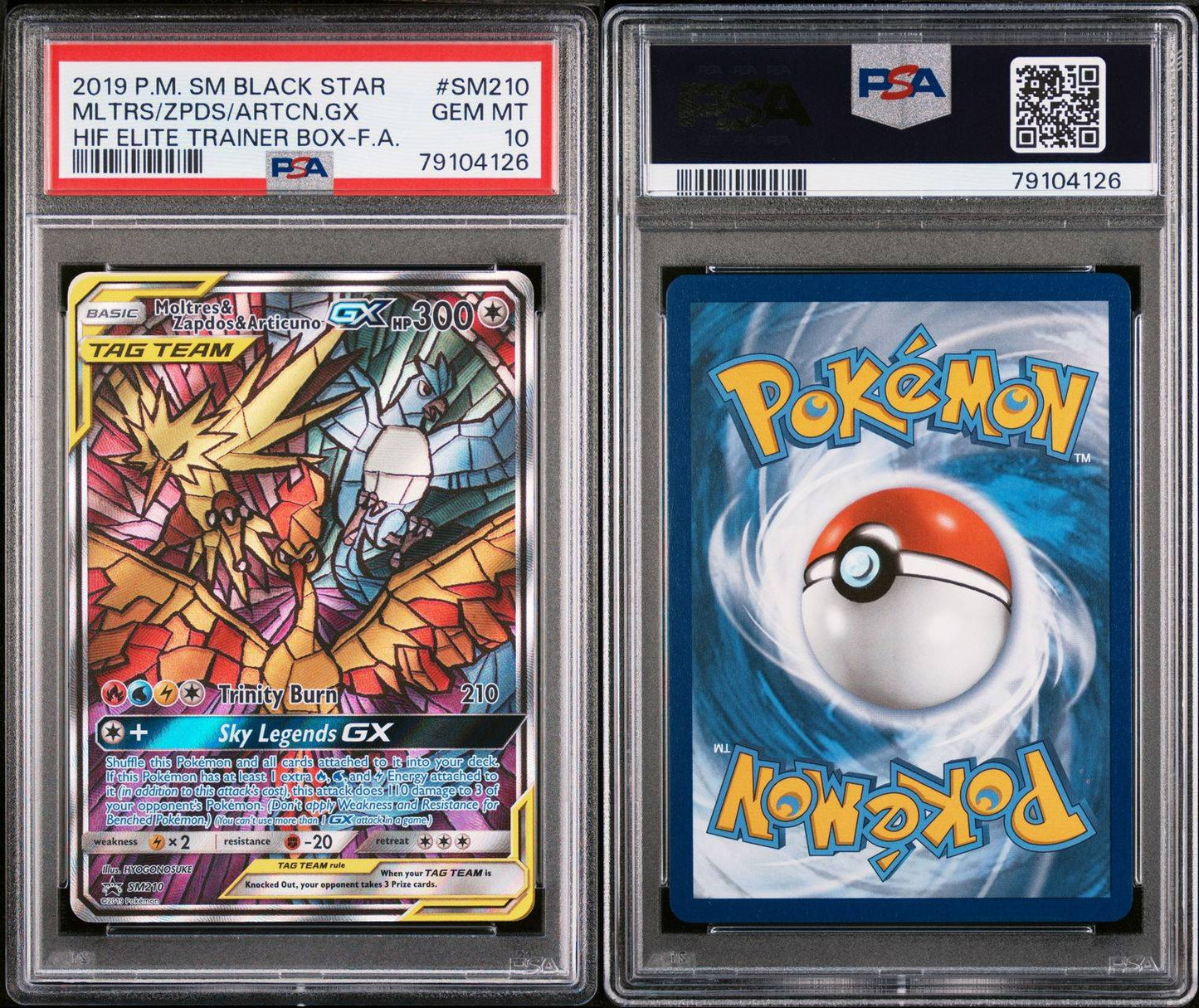 Moltres & Zapdos & Articuno GX SM210 Hidden Fates ETB Promo PSA Gem Mint 10