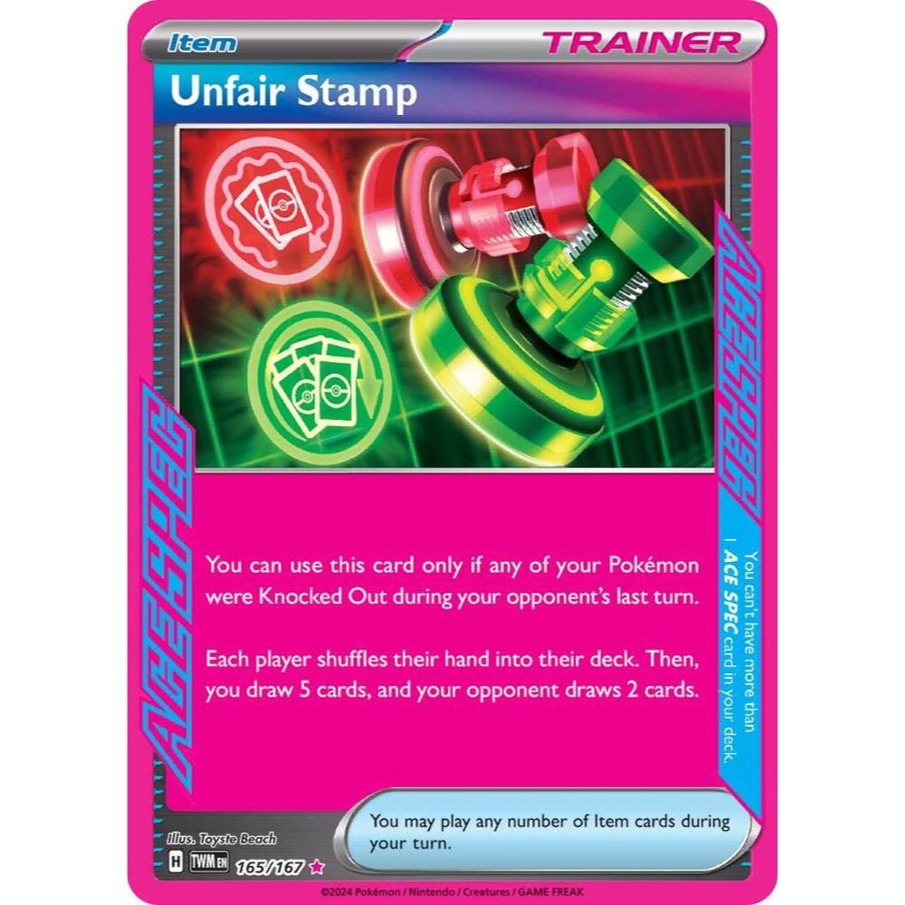 Unfair Stamp 165/167 Ace Spec Trainer NM