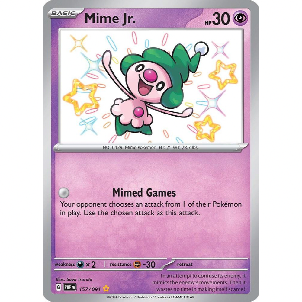 Mime Jr 157/091 Shiny Rare Paldean Fates NM
