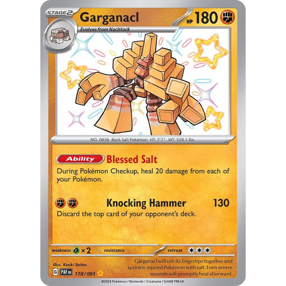 Garganacl 178/091 Shiny Rare Paldean Fates NM