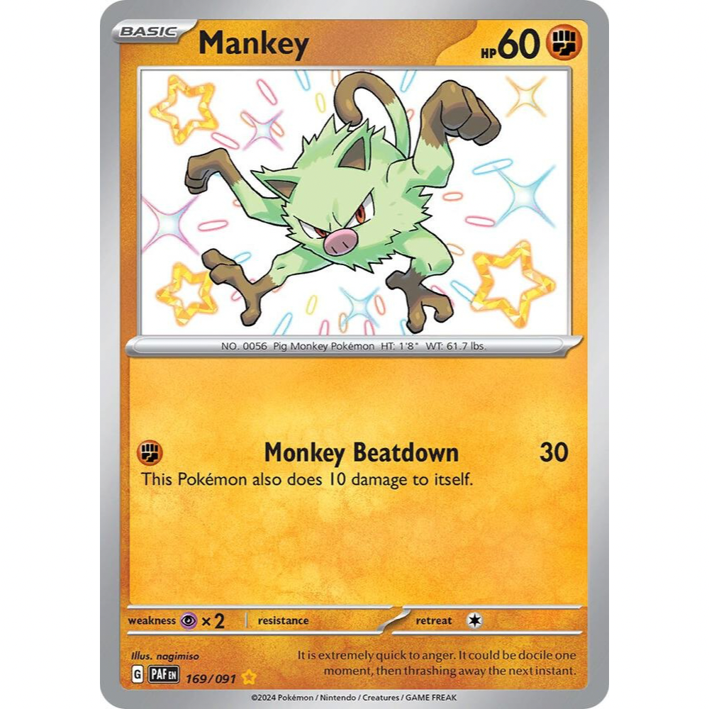 Mankey 169/091 Shiny Rare NM