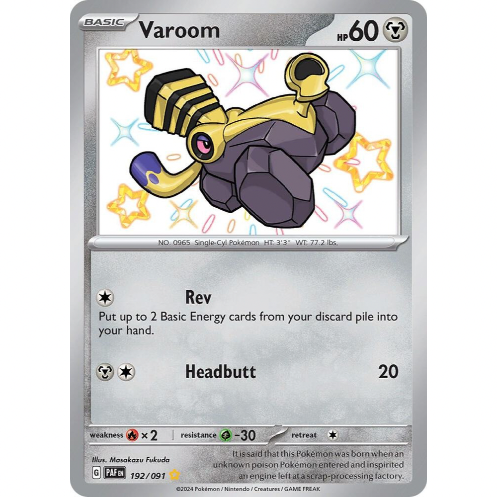 Varoom 192/091 Shiny Rare Paldean Fates NM