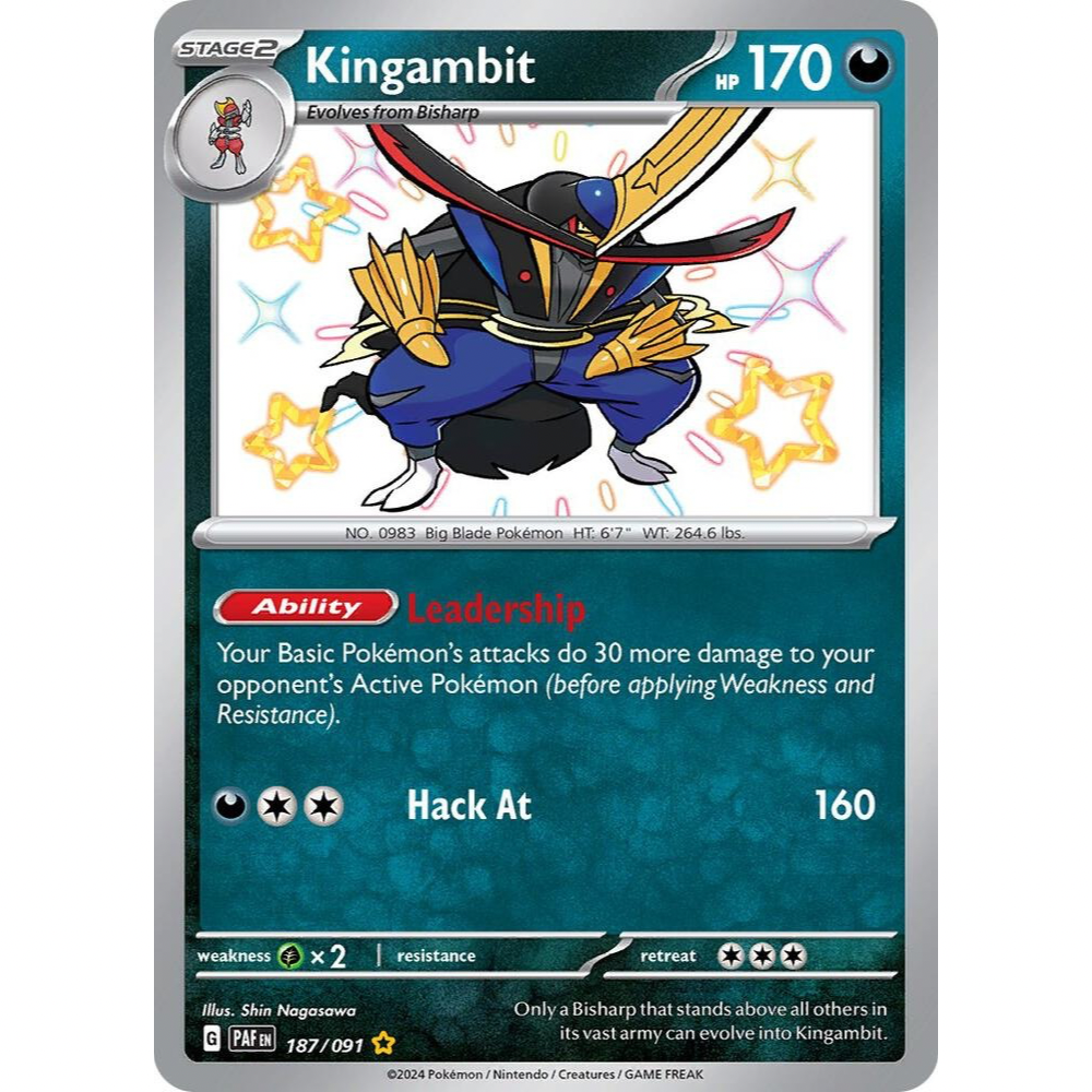 Kingambit 187/091 Shiny Rare Paldean Fates NM