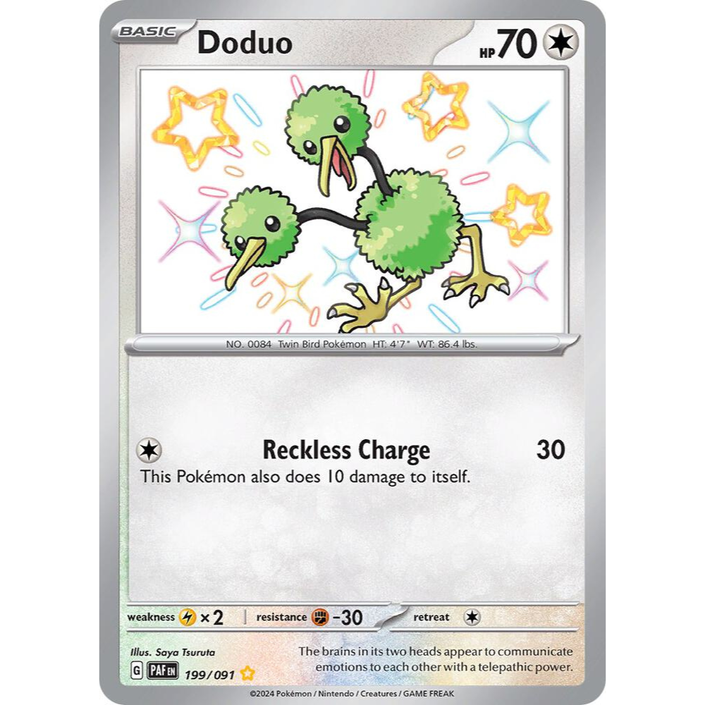 Doduo 199/091 Shiny Rare Paldean Fates NM