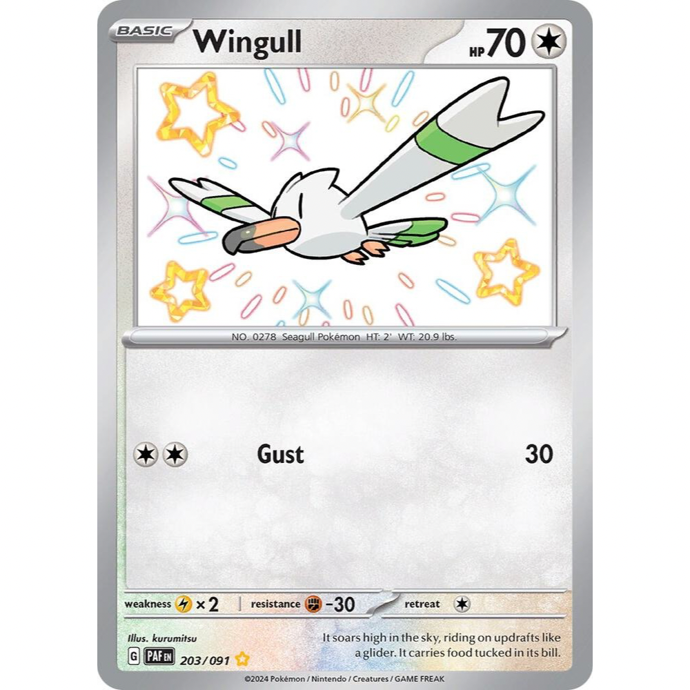 Wingull 203/091 Shiny Rare Paldean Fates NM