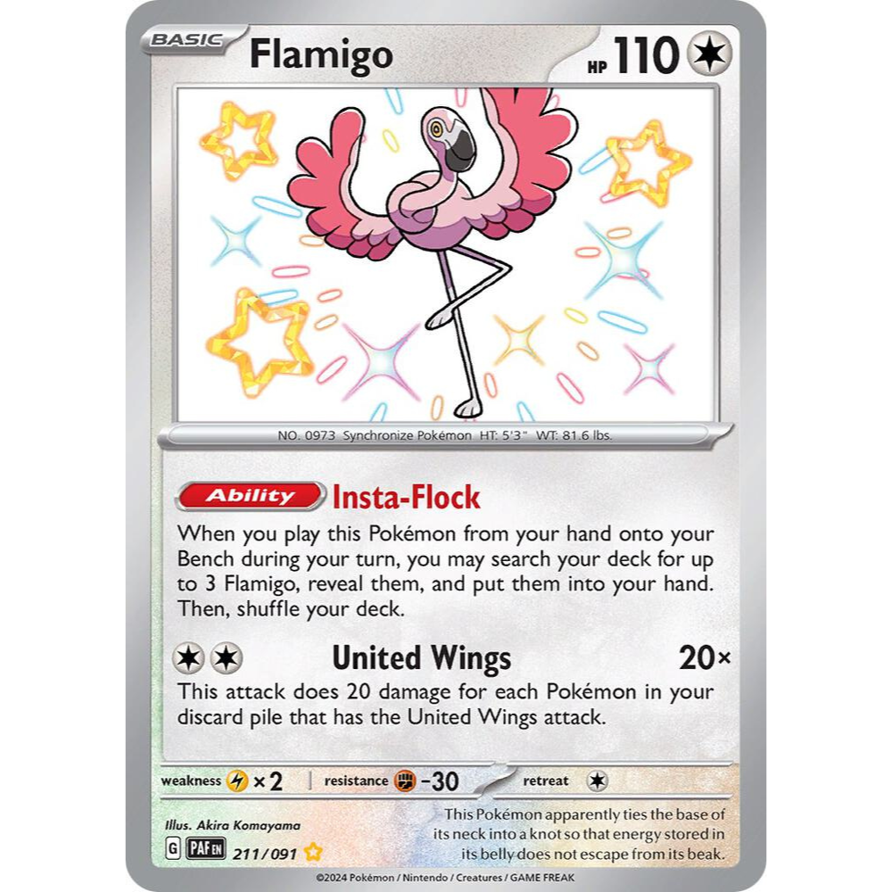 Flamigo 211/091 Shiny Rare Paldean Fates NM
