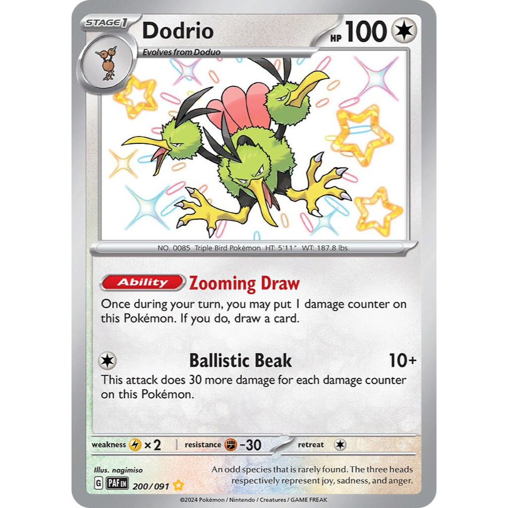 Dodrio 200/091 Shiny Rare Paldean Fates NM