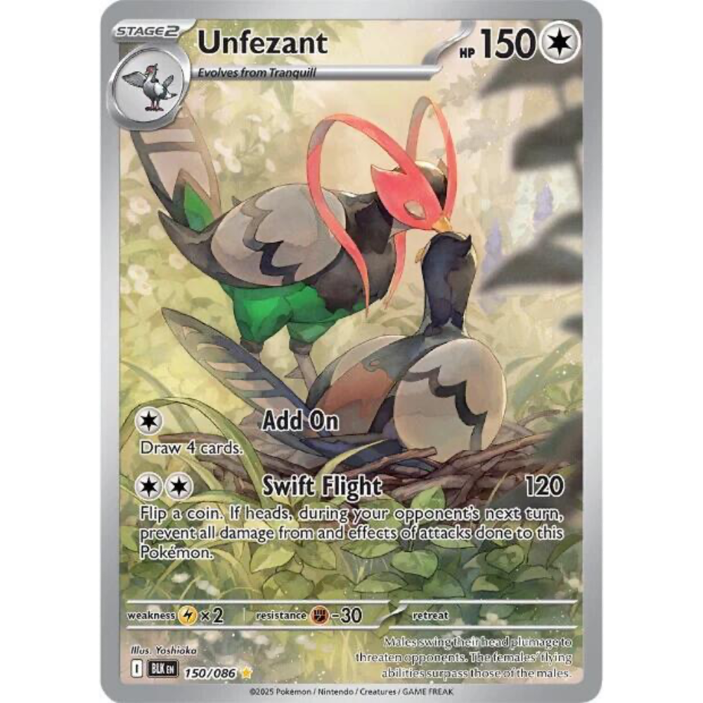 Unfezant 150/086 Black Bolt Illustration Rare NM