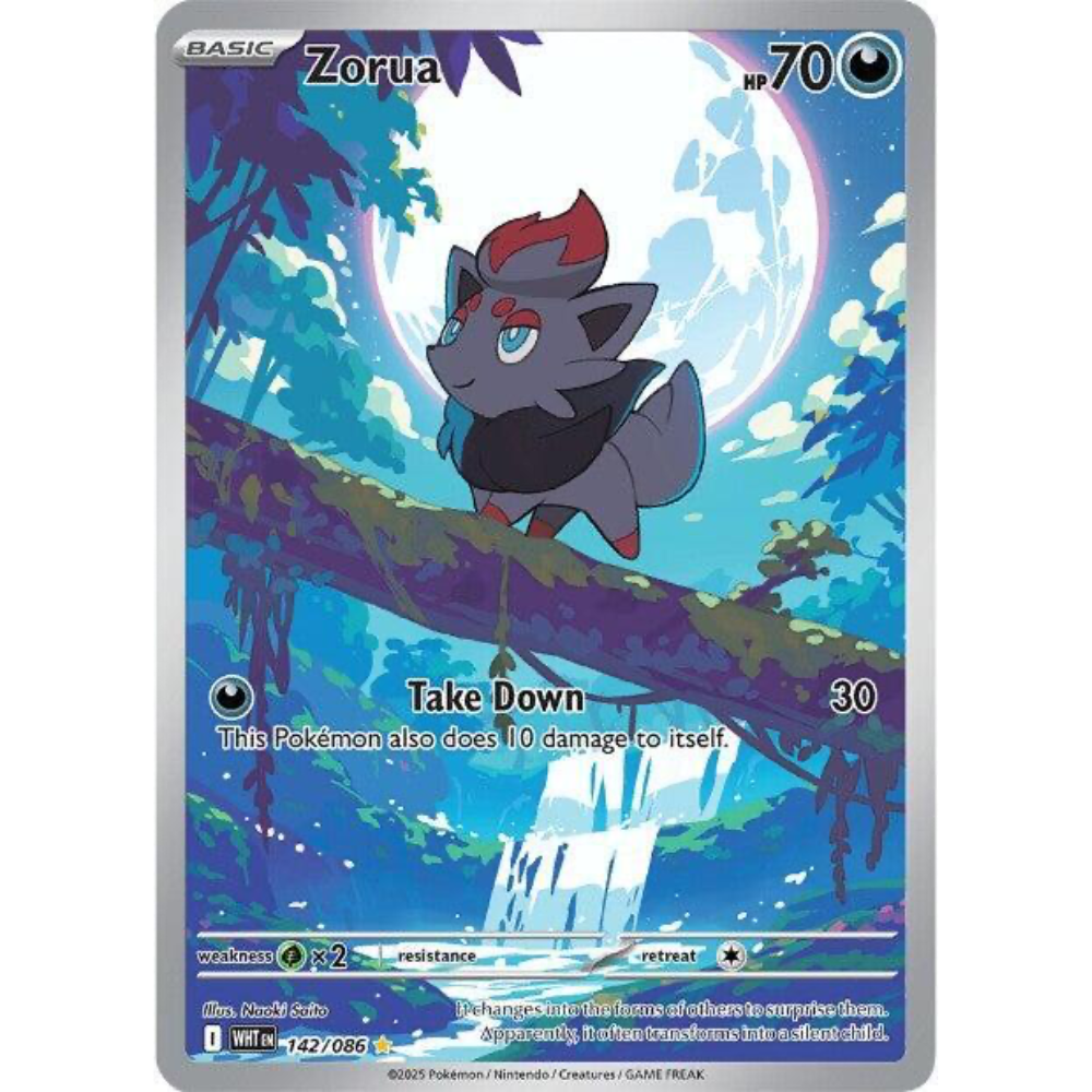 Zorua 142/086 White Flare Illustration Rare NM