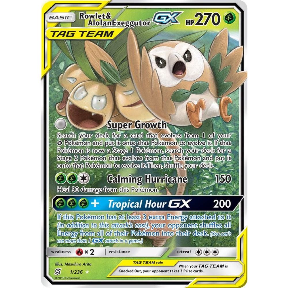 Rowlet & Alolan Exeggutor GX 1/236 Ultra Rare NM