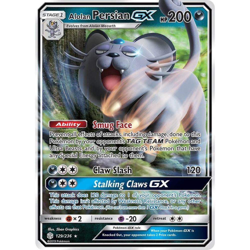 Alolan Persian GX 129/236 Ultra Rare NM