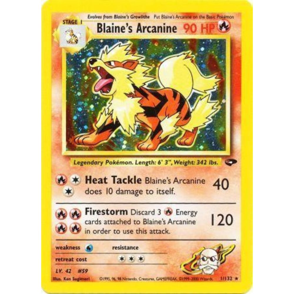 Blaine's Arcanine 1/132 Holo Gym Challenge Exc