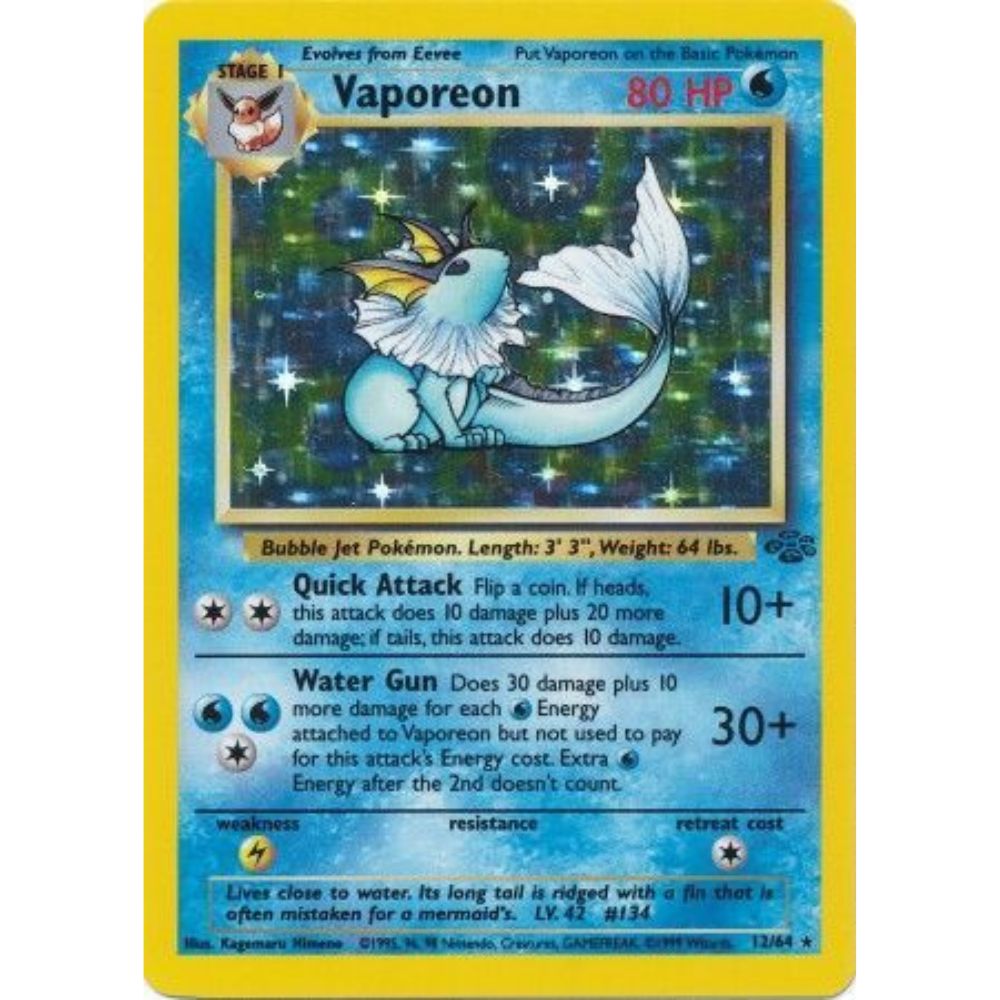 Vaporeon 12/64 Holo Jungle LP