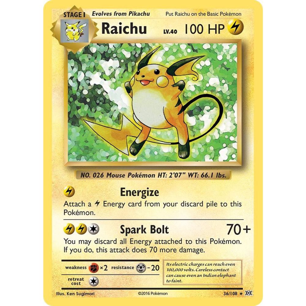 Raichu 36/108 Holo XY Evolutions NM
