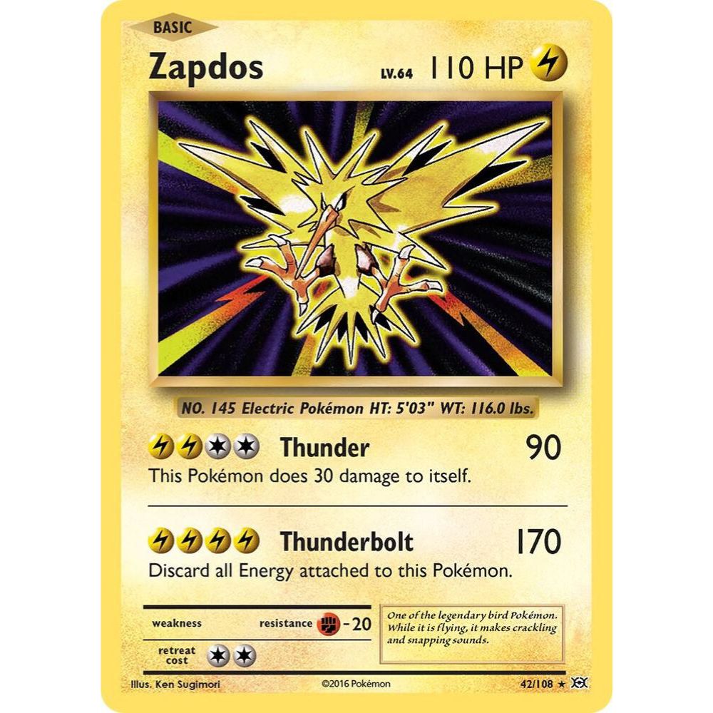 Zapdos 42/108 Holo XY Evolutions NM