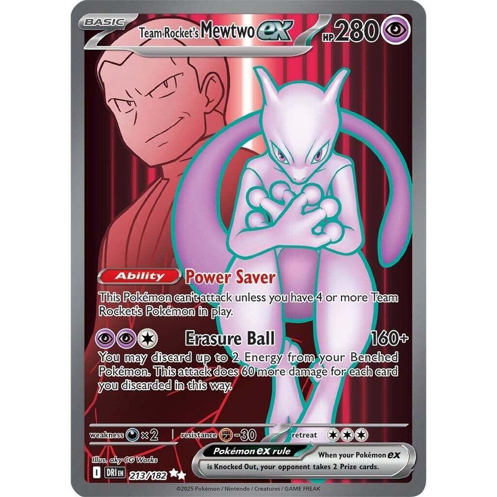 Team Rocket's Mewtwo ex 213/182 Full Art Destined Rivals NM