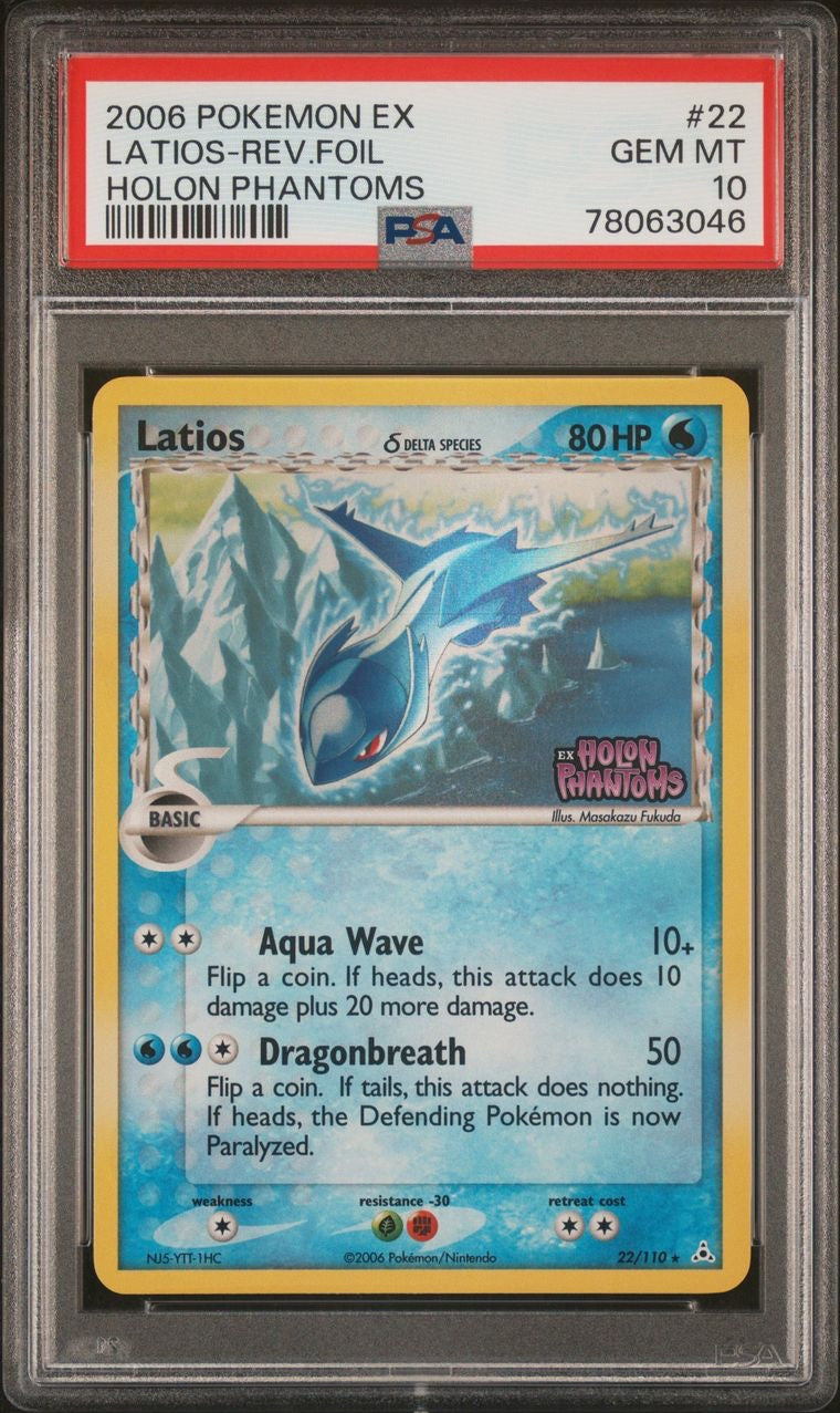 Latios 22/110 Reverse Holo Rare EX Holon Phantoms 2006 PSA GEM MINT 10 POP 19!