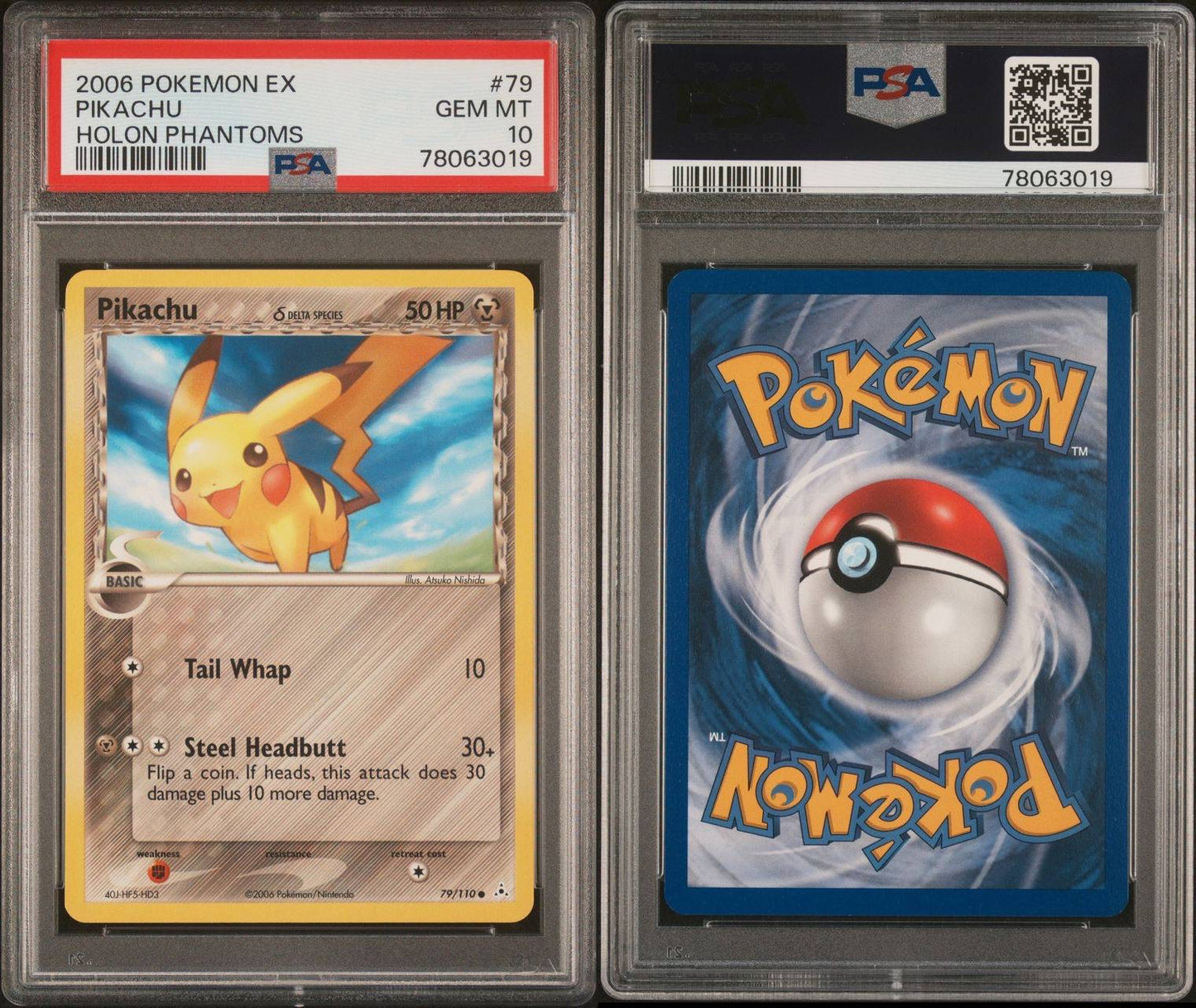 Pikachu 79/110 PSA 10 Gem Mint Ex Holon Phantoms Delta Species 2006 POP 45!