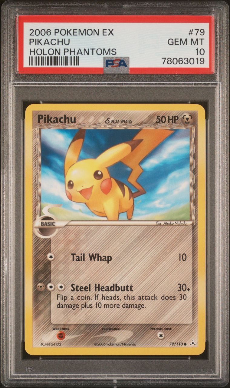 Pikachu 79/110 PSA 10 Gem Mint Ex Holon Phantoms Delta Species 2006 POP 45!