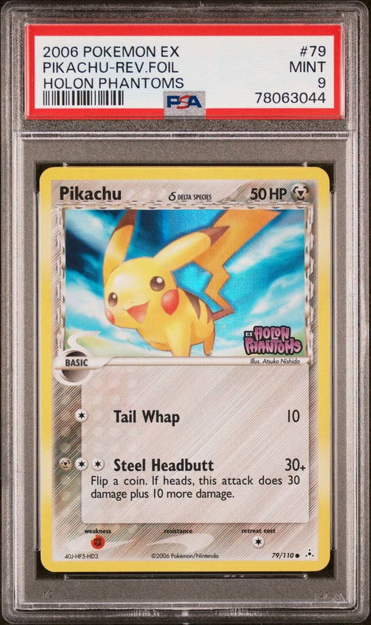 Ex Holon Phantoms Pikachu Reverse Holo 2006 #79/110 PSA Mint 9 POP 55!