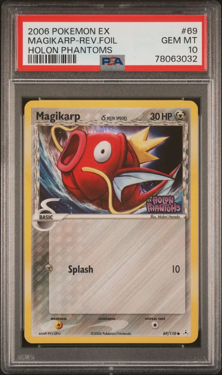 Magikarp 69/110 REVERSE HOLO - 2006 EX Holon Phantoms PSA 10 POP 21