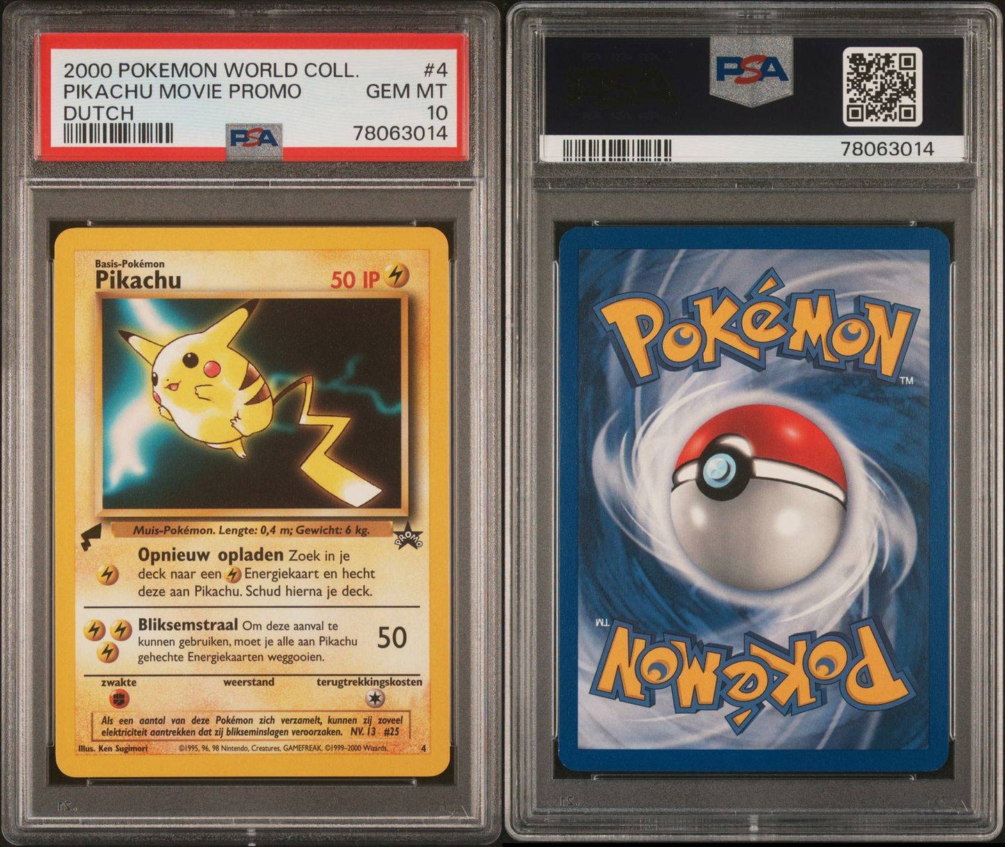 2000 PSA 10 Pikachu Dutch World Collection Movie Black Star Promo #4