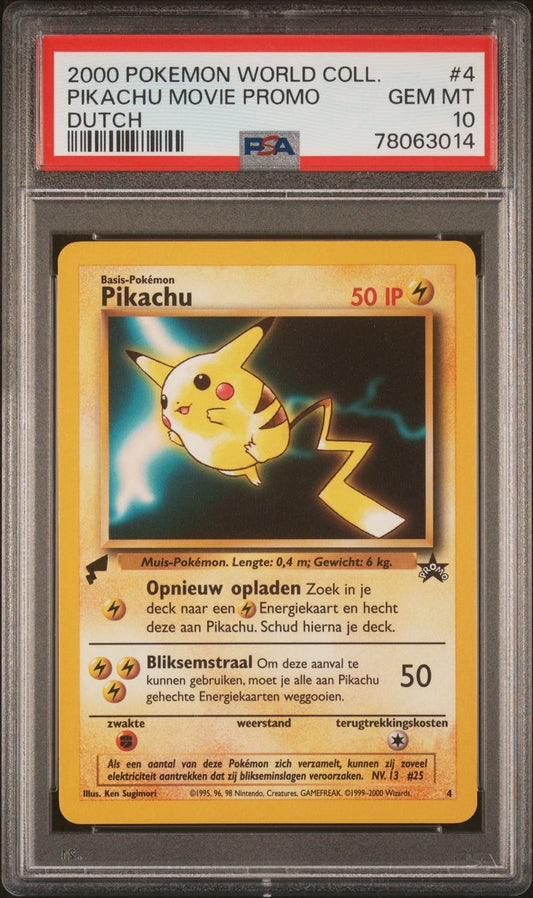 2000 PSA 10 Pikachu Dutch World Collection Movie Black Star Promo #4