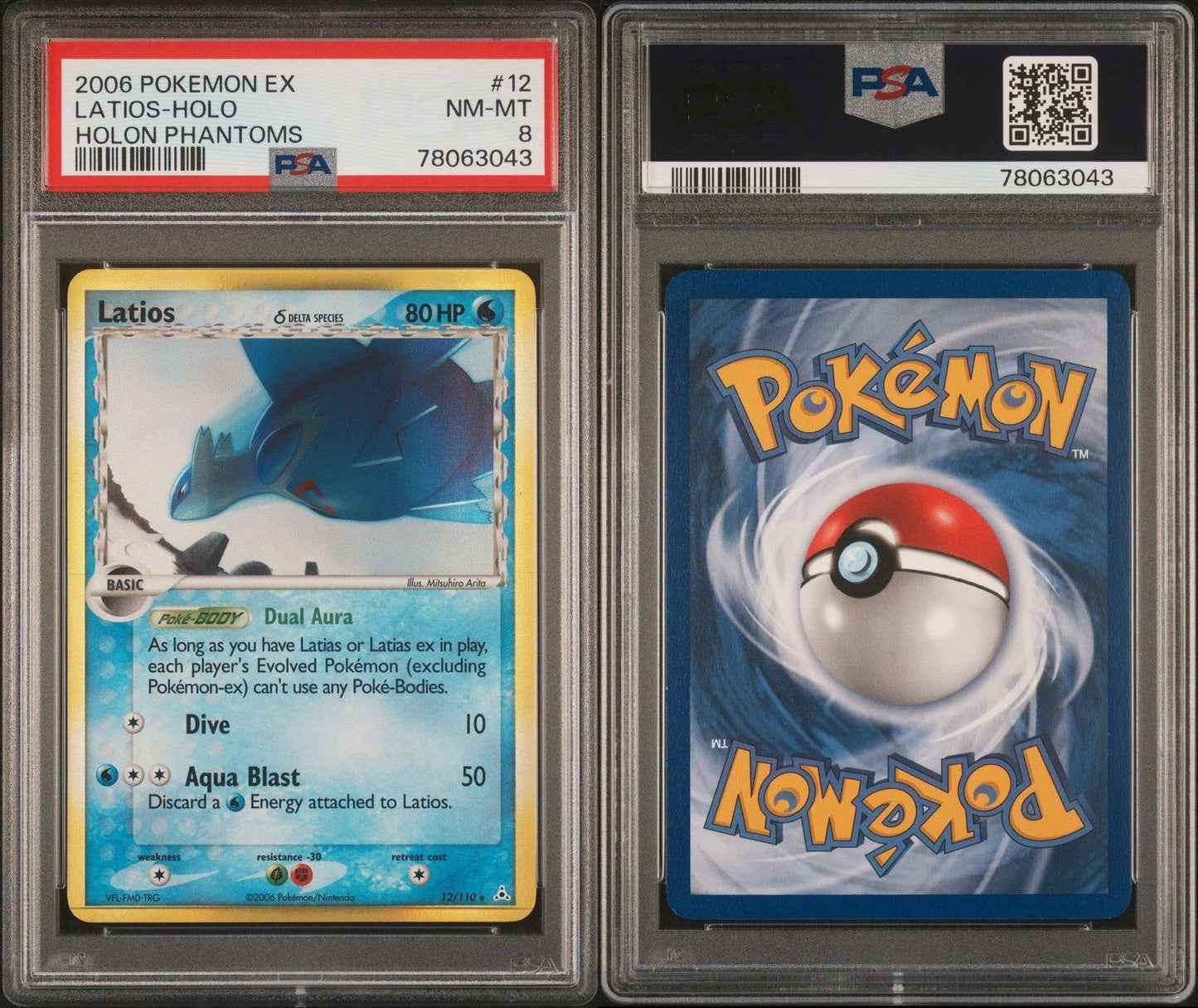 2006 Pokemon Card Latios 12/110 EX Holon Phantoms Holo PSA 8 NM-MT