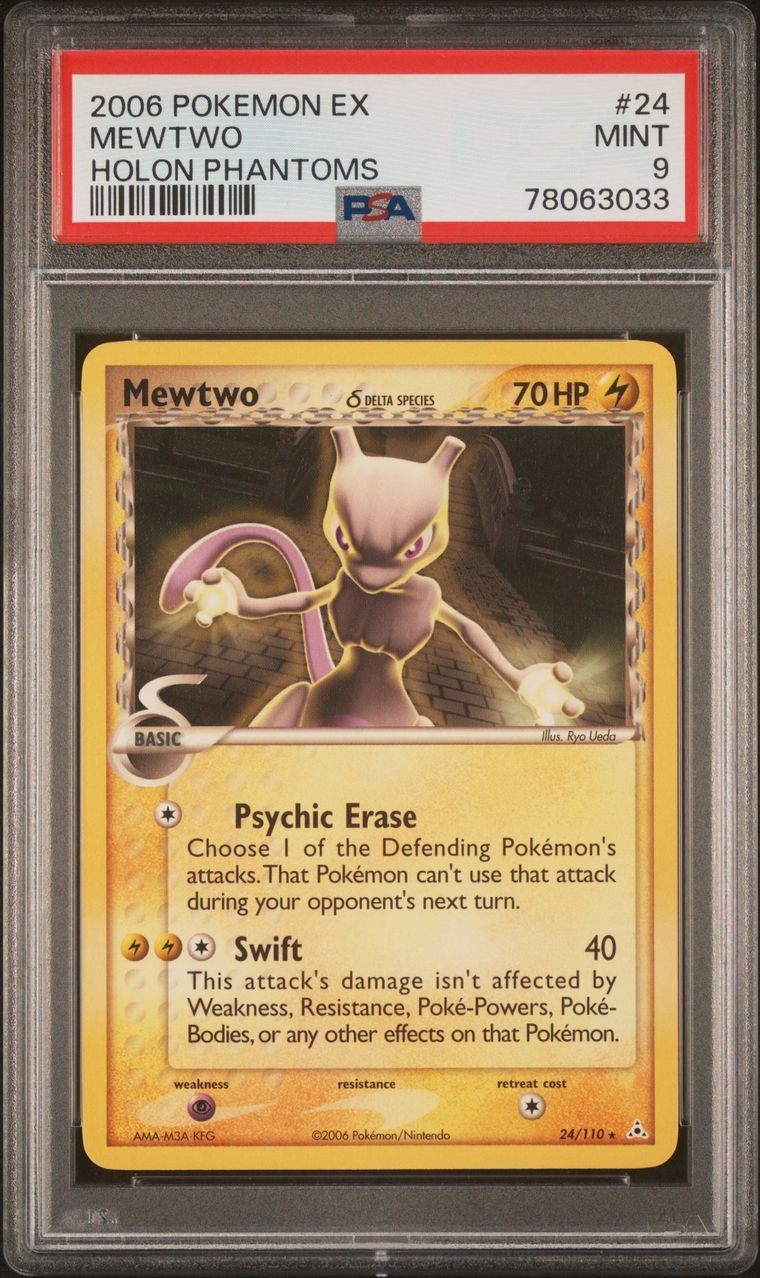 Pokemon Card 2006 Pokemon EX Mewtwo 24/110 Holon Phantoms - PSA 9 MINT LOW POP