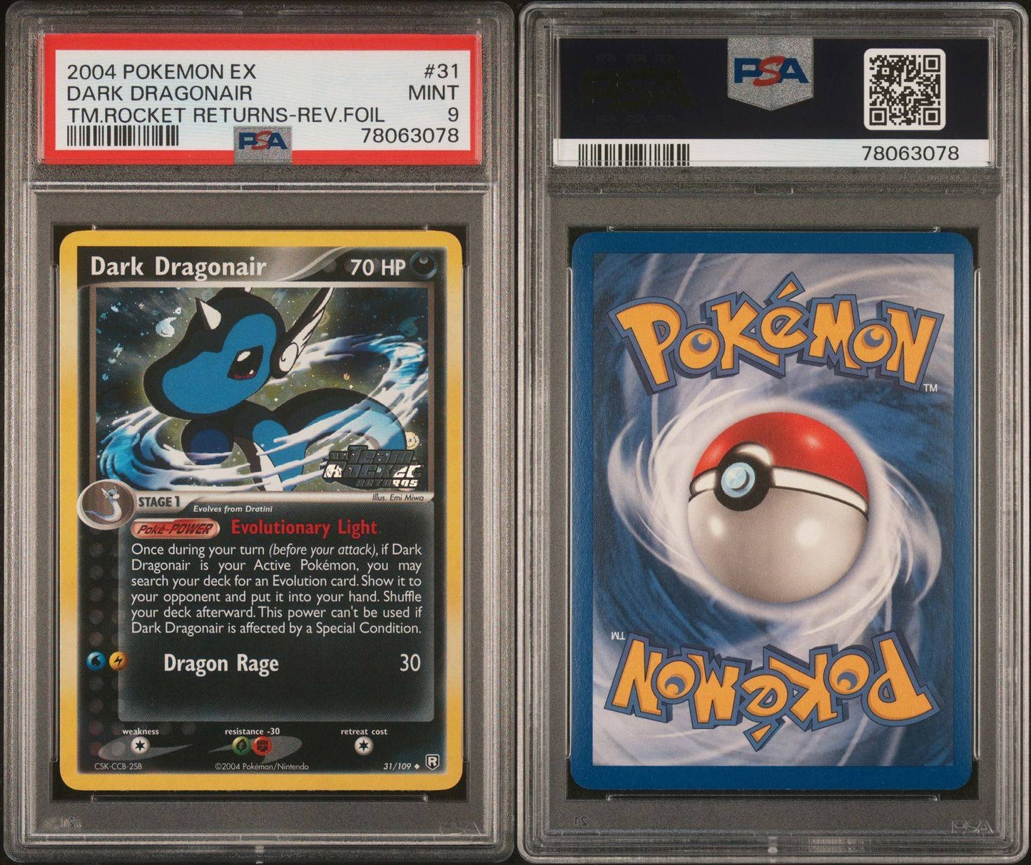 Dark Dragonair 31/109 Reverse Holo EX Team Rocket Returns PSA Mint 9