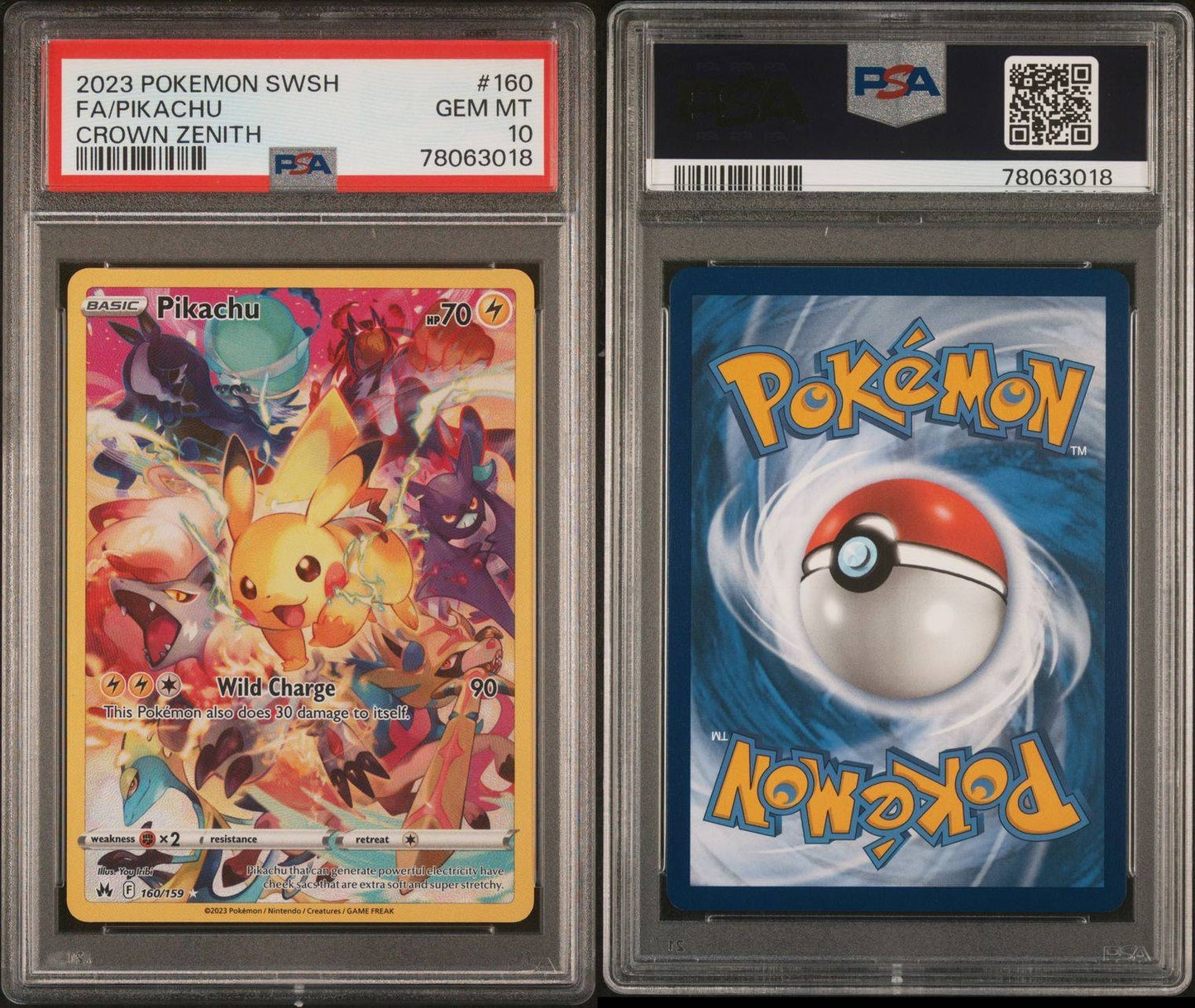 2023 Pokemon Crown Zenith- Full Art Pikachu #160 PSA 10 GEM MT