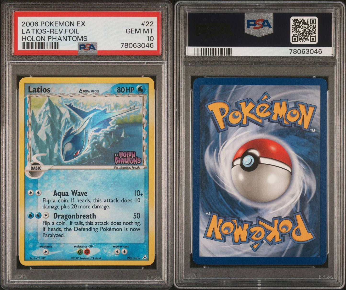 Latios 22/110 Reverse Holo Rare EX Holon Phantoms 2006 PSA GEM MINT 10 POP 19!