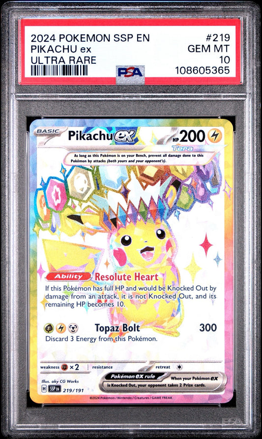 Pikachu ex 219/191 Full Art PSA 10