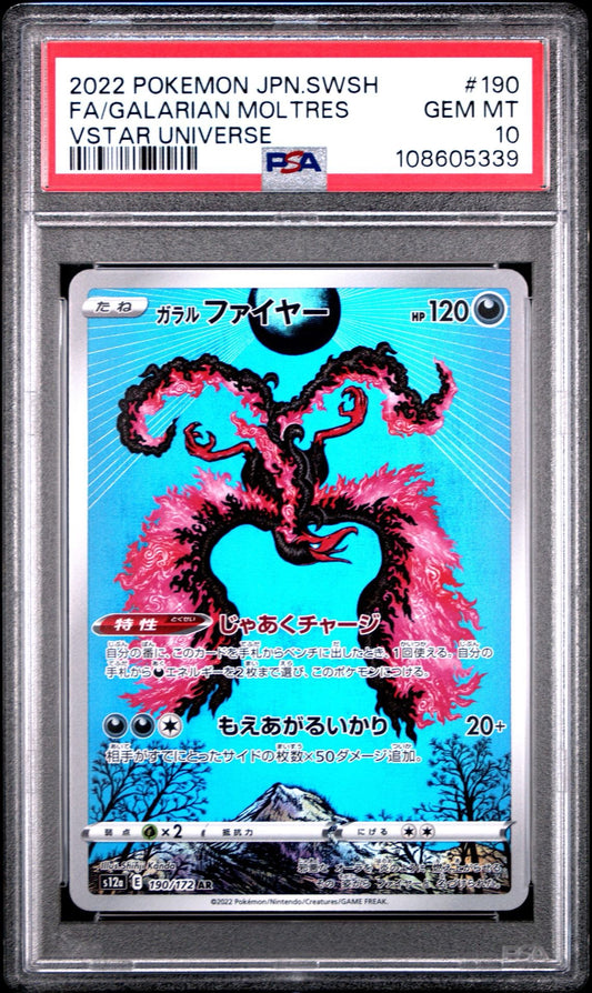Galarian Moltres 190/172 Art Rare VSTAR Universe PSA 10