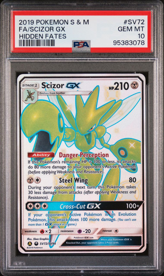 Scizor GX SV72 Hidden Fates Shiny Full Art PSA 10