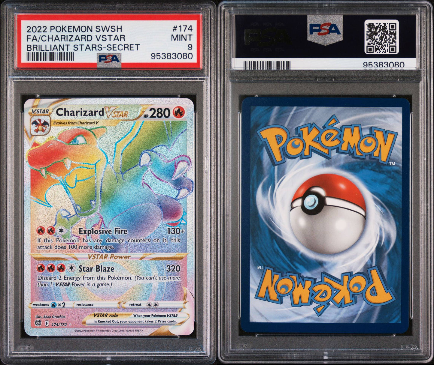 Charizard VSTAR 174/172 Rainbow Rare Brilliant Stars PSA 9