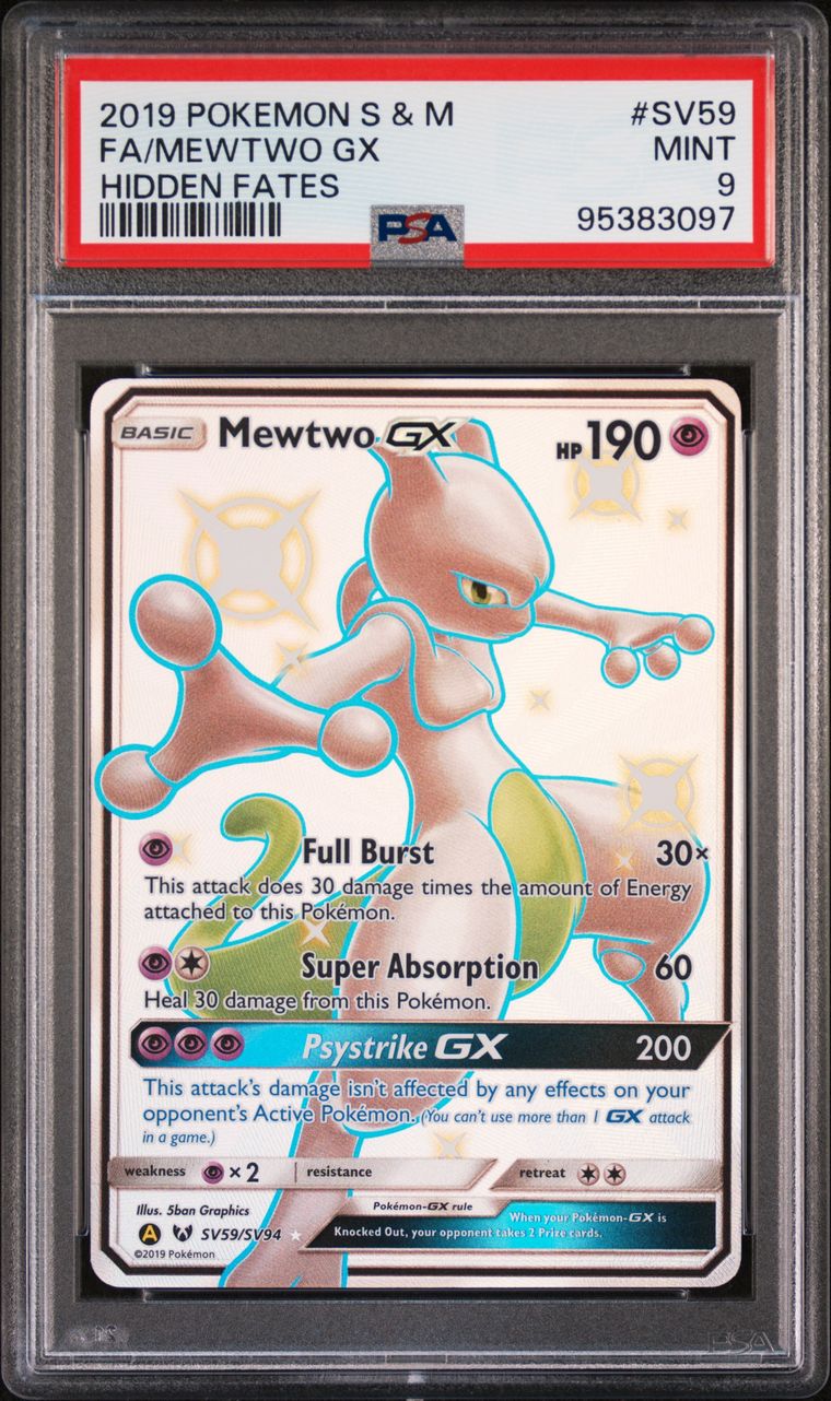 Mewtwo GX SV59/SV94 Hidden Fates Shiny Full Art PSA 9