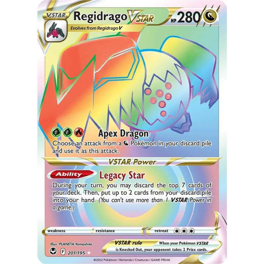 Regidrago VSTAR 201/195 Rainbow Rare Silver Tempest NM
