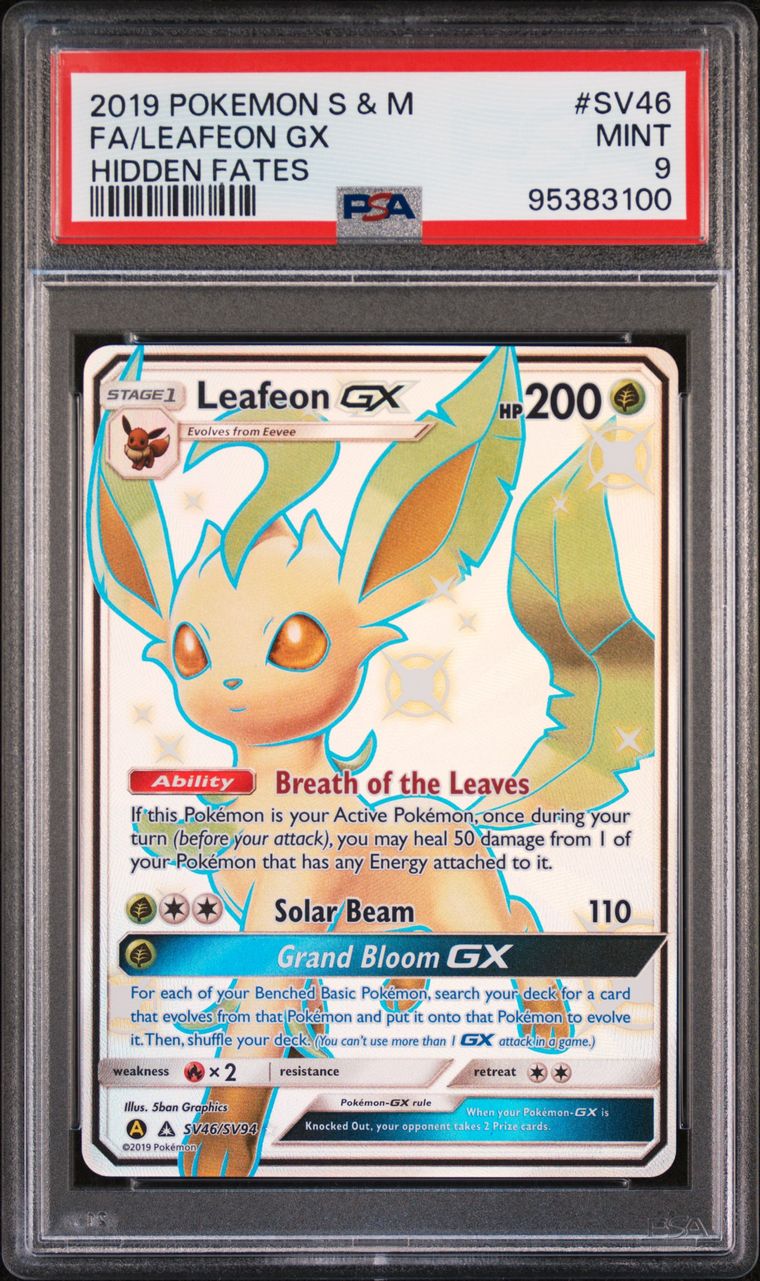 Leafeon GX SV46/SV94 Hidden Fates Shiny Full Art PSA 9