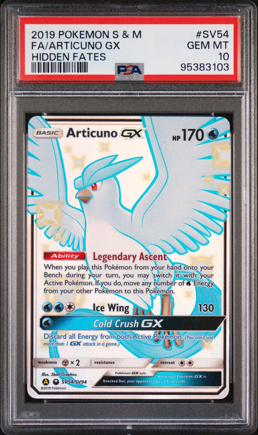 Articuno GX SV54/SV94 Hidden Fates Shiny Full Art PSA 10