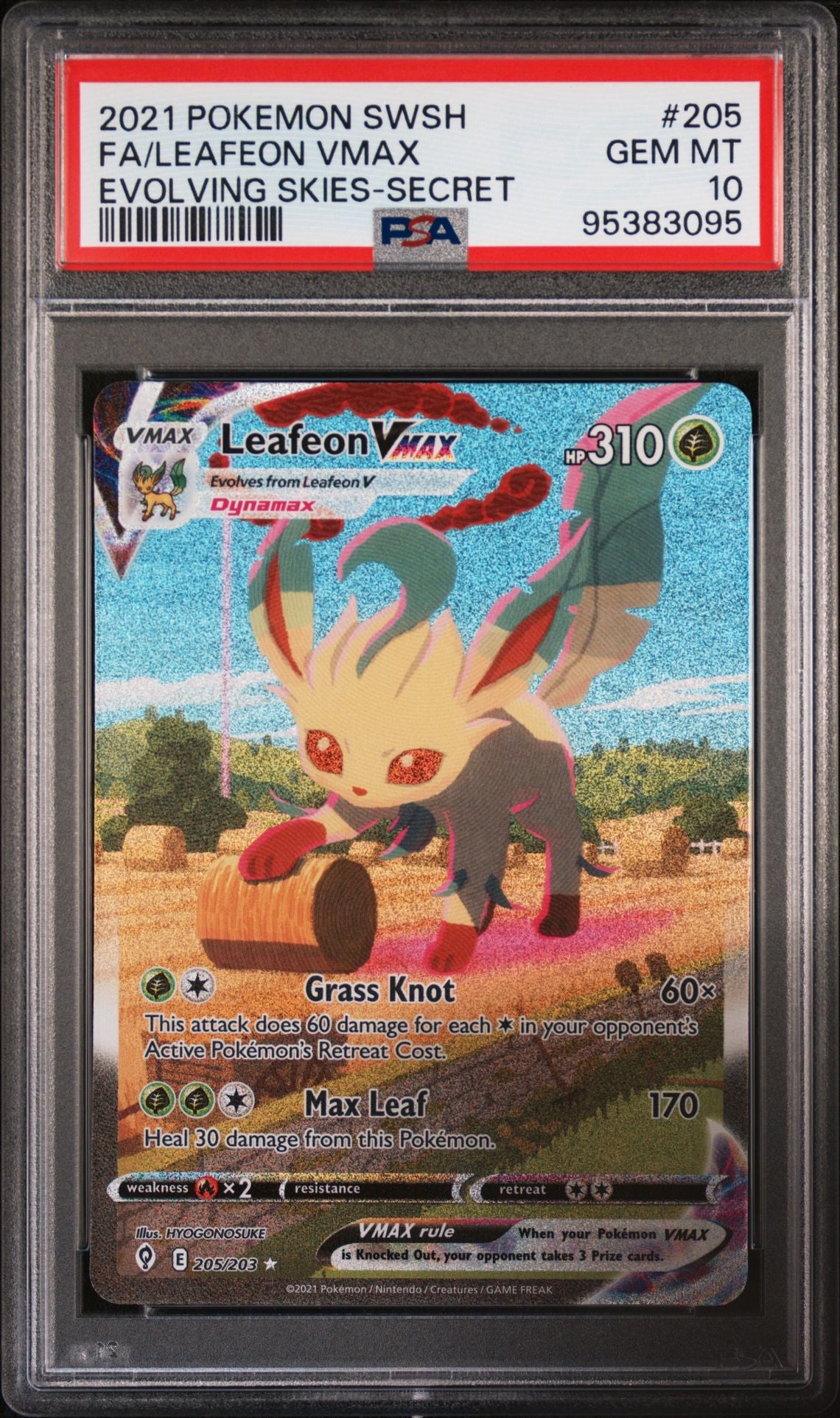 Leafeon VMAX 205/203 Alternate Art Evolving Skies PSA 10